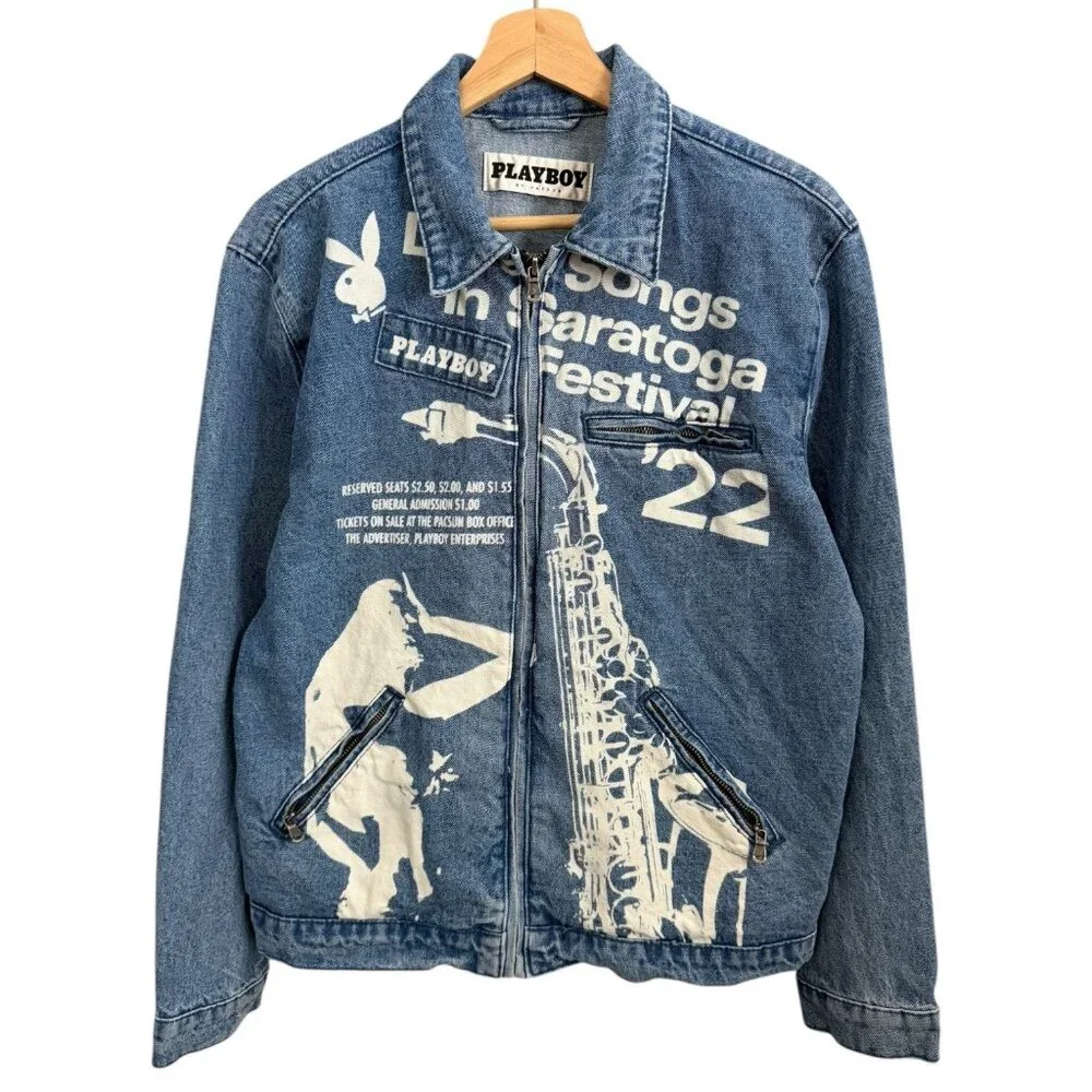 Playboy Pacsun Love Songs Saratoga‎ Festival 22 Denim Harrington Work Jacket S